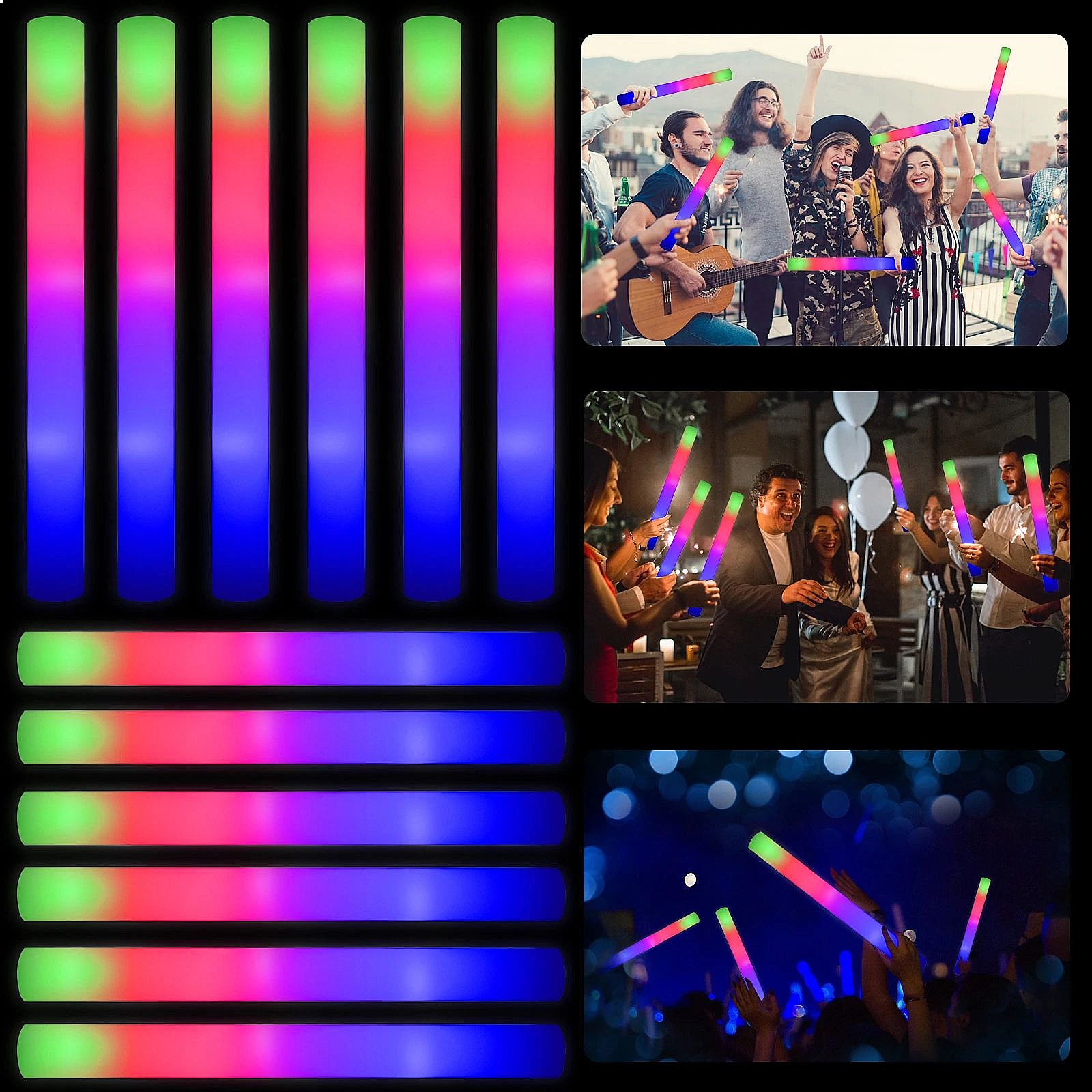 Glow Sticks Bulk 102-Pack LED  - đánh giá và giá Flashing Led Foam Sticks Party