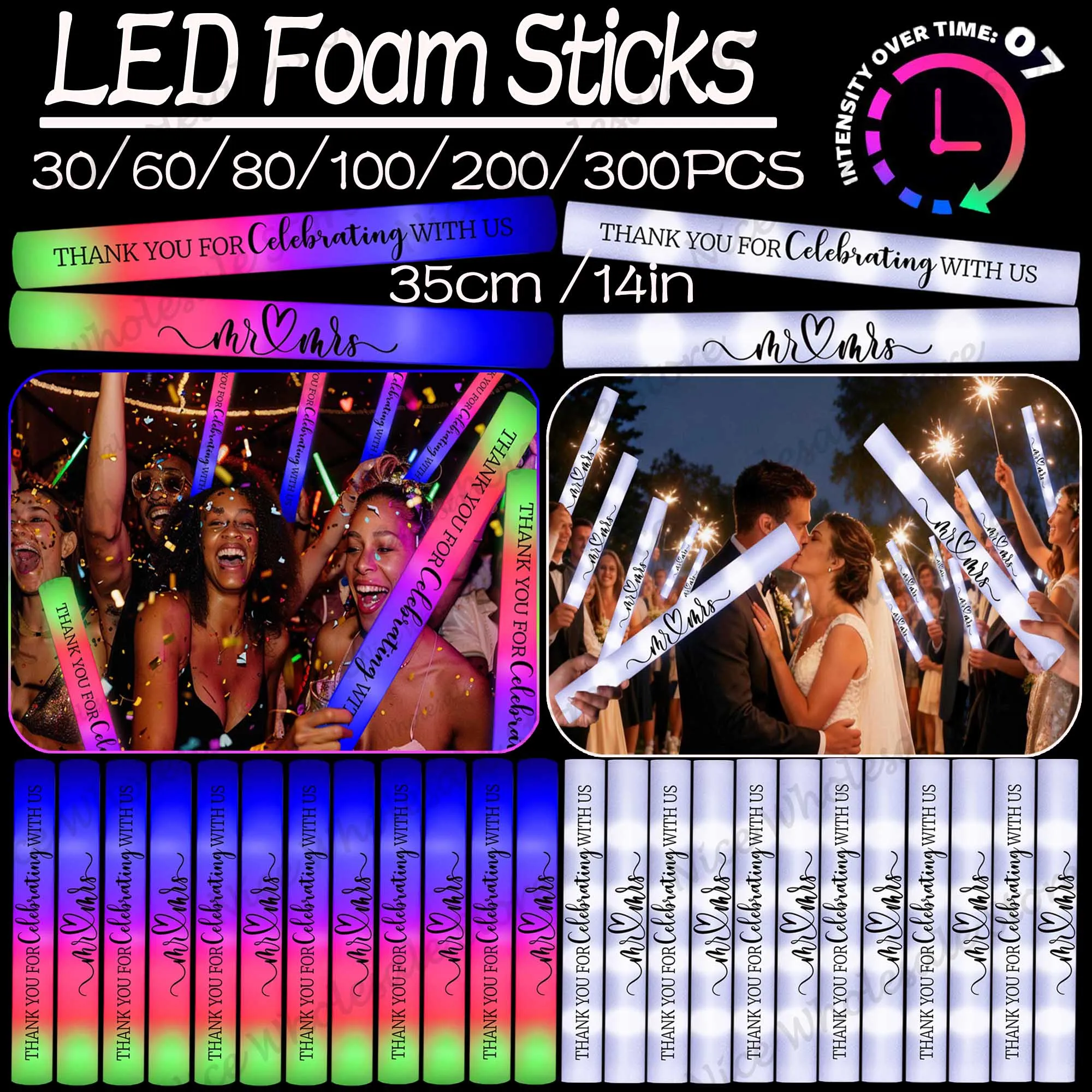 Bulk LED Glow Sticks 100-30PCS - đánh giá và giá Flashing Led Foam Sticks Party